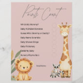 Roze Tropische Safari Dieren Baby shower spel (Voorkant)
