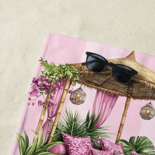 Roze Tropische Spa Cabana Strandlaken (In situ)