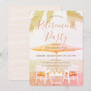 Roze Tropische Strand Pensioen Party Uitnodiging