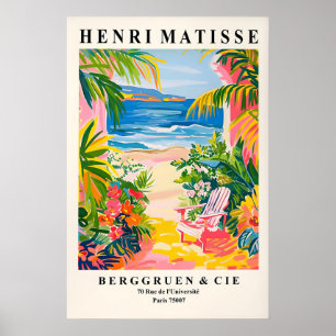 Roze Tropische Strandprint Matisse Stijl Kust Poster