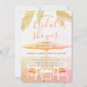 Roze tropische strandstoel bruidsfeest uitnodiging (Voorkant)