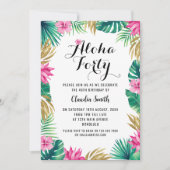 Roze tropische uitnodiging voor 40e verjaardag (Voorkant)