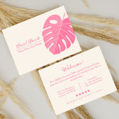 Roze tropische vakantiewoning Welkom Visitekaartje