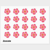 Roze tropische ventilator ronde sticker (Vel)