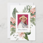 Roze Tropische Viering van het Leven Funeral Herde Kaart (Voorkant)