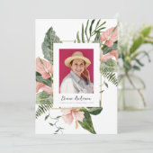 Roze Tropische Viering van het Leven Funeral Herde Kaart (Staand voorkant)