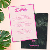 Roze Tropische Vleermuis Mitzvah Details Behuizing Kaart