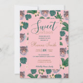 Roze tropische vlindervloed en luipaarden kaart (Voorkant)