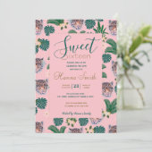 Roze tropische vlindervloed en luipaarden kaart (Staand voorkant)