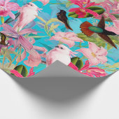 Roze tropische vogel en orchidee fluitpatroon cadeaupapier (Hoek)
