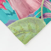 Roze tropische vogel en orchidee fluitpatroon fleece deken (Hoek)