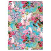 Roze tropische vogel en orchidee fluitpatroon klembord (Achterkant)