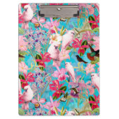 Roze tropische vogel en orchidee fluitpatroon klembord (Voorkant)