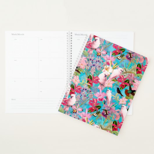 Roze tropische vogel en orchidee fluitpatroon planner (Display)