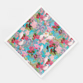 Roze tropische vogel en orchidee fluitpatroon servet (Hoek)