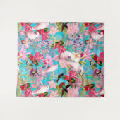 Roze tropische vogel en orchidee fluitpatroon wandkleed (Voorkant (horizontaal))