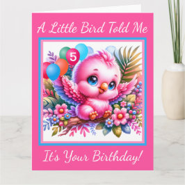  roze tropische vogelverjaardag Kaart