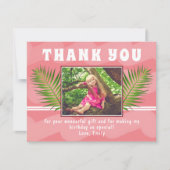 Roze tropische Waterverf meisje met lef Bedankkaart (Voorkant)