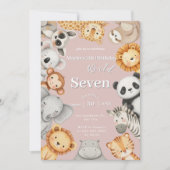 Roze Tropische Wilde Oerwoud Safari Dieren Kaart (Voorkant)