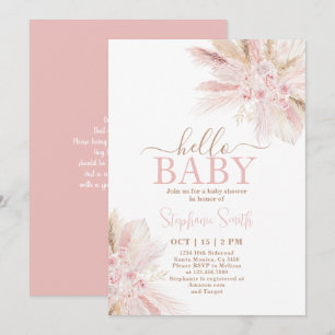 Roze tropische woestijn Baby shower Girl Uitnodigi Kaart