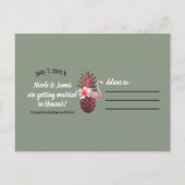 Roze Tropische Zomer Palmbladeren Save the Date Aankondigingskaart (Achterkant)