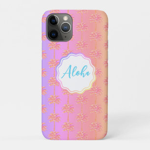 Roze Tropische Zonsondergang Aloha Palm Tree Case-Mate iPhone Case
