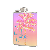 Roze Tropische Zonsondergang Palm Aloha 6oz. Heupfles (Links)