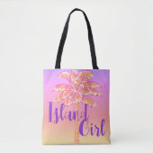 Roze Tropische Zonsondergang Palm Tree Island Meis Tote Bag (Voorkant)