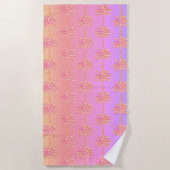 Roze Tropische Zonsondergang Palm Tree Strandlaken (Voorkant)