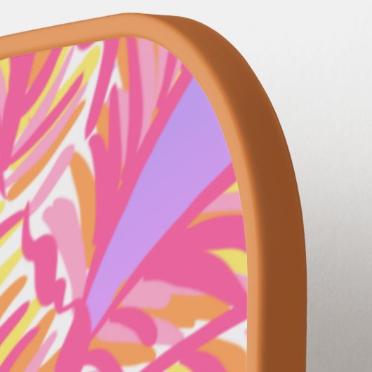 Roze Tropische Zonsondergang Palmboom Aloha Outdoo Pickleball Paddle (Links Detail)