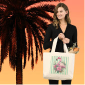 Roze Tropische Zonsondergang Palmboom Aloha Outdoo Tote Bag