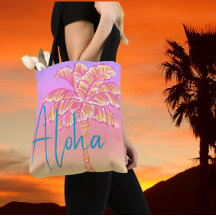 Roze Tropische Zonsondergang Palmboom Aloha Outdoo