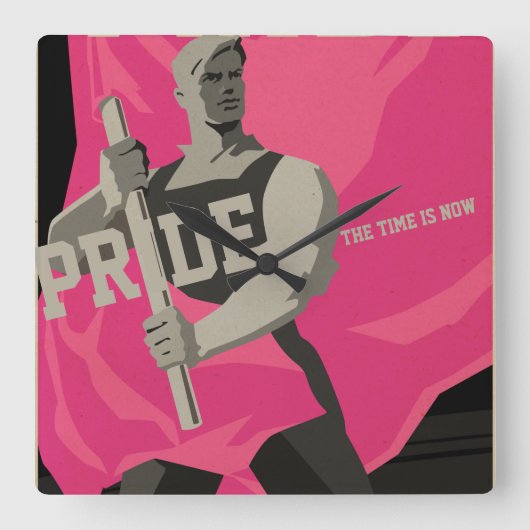 Roze trots vierkante klok (Voorkant)