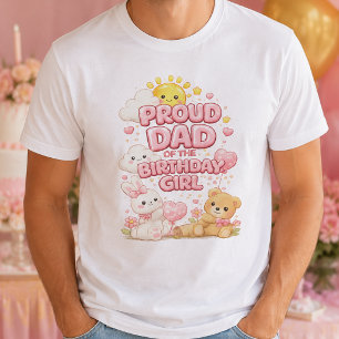 Roze trotse papa van de jarige meisjes T-shirt voo