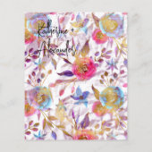 Roze trouw bloemige lelie uitnodiging klassiekers (Achterkant)