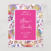 Roze trouw bloemige lelie uitnodiging klassiekers (Voorkant)