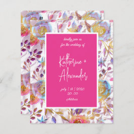 Roze trouw bloemige lelie uitnodiging klassiekers