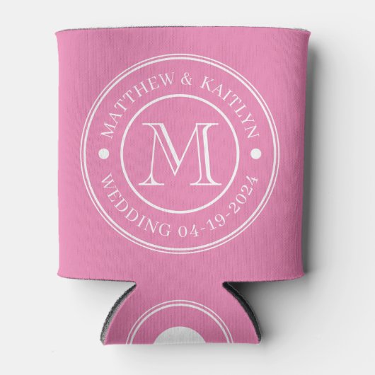 Roze Trouw Monogram Blikjeskoeler (Voorkant)