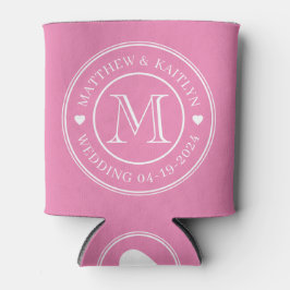 Roze Trouw Monogram Hart Blikjeskoeler