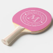 Roze Trouw Monogram Hart Tafeltennisbatje (Voorkant Gekanteld)