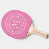 Roze Trouw Monogram Hart Tafeltennisbatje (Zijkant)