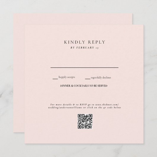 roze trouw-QR-code RSVP (Voorkant / Achterkant)