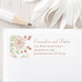 Roze Trouw Retouradreslabels met Roze Roos Etiket