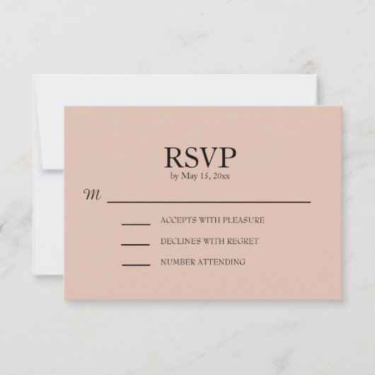 Roze Trouw-RSVP met Blos RSVP Kaartje (Voorkant)