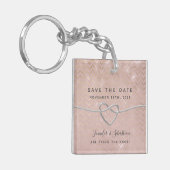 Roze Trouw Save The Date Uitnodiging Sleutelhanger (Voorkant Links)