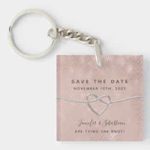 Roze Trouw Save The Date Uitnodiging Sleutelhanger