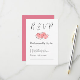 Roze Trouw Waterverf Hart RSVP Kaartje
