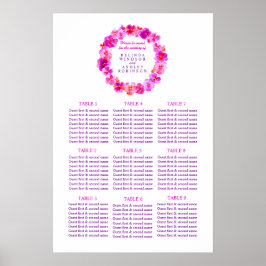 Roze trouw zitplaatsen tafel planner 1-9 tafels poster