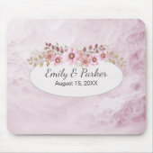 Roze trouwabstract met namen en datum muismat (Voorkant)
