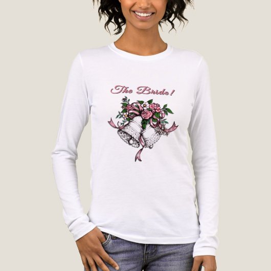 Roze Trouwbellen De Bruid Datum Tri-Blend Shirt (Voorkant volledig)